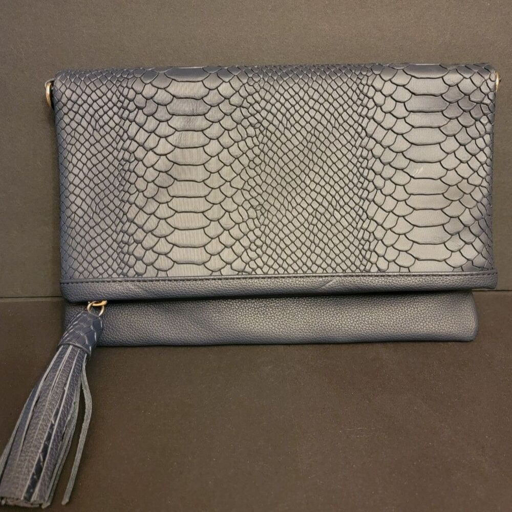 Gigi NY convertible Crossbody/shoulder/clutch Python Embossed Leather
